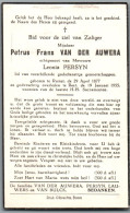 Bidprentje Rumst - Van Der Auwera Petrus Frans (1877-1955) - Imágenes Religiosas