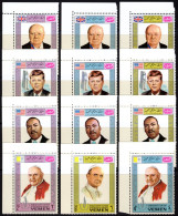 Yemen Arab Rep. 1968, Churchill, Kennedy, M. L. King, Popes, 12val - Yémen