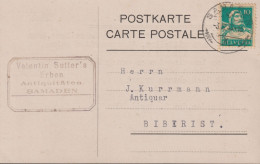 1921/30 Schweiz Postkarte, Zum: 172, Mi: 203x Tell, ⵙ SAMADAN - Briefe U. Dokumente