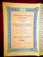 Cinéma Films Attractions CIFIA, Anvers 1955 Belgium  Sharecertificate - Andere & Zonder Classificatie