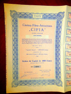 Cinéma Films Attractions CIFIA, Anvers 1955 Belgium  Sharecertificate - Cine & Teatro