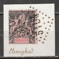 Indochine N° 10 Oblitération Losange Gros Chiffre 5104 Shanghaï Sur Fragment - Usados