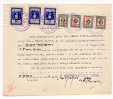 1942. NDH WWII CROATIA,ZEMUN,POWER OF ATTORNEY,3 X 10 KN NDH REVENUE STAMPS + 4 X  BAR ASSOCIATION PENSION FUND REVENUES - Croatie