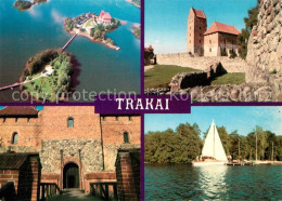 73325981 Trakai Insel Fliegeraufnahme Burg Zugbruecke Kirche Segeln Trakai - Lithuania