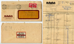 Germany 1934 Cover & Invoice; Leipzig - RAVAG, Rauchwaren-Versteigerungs; 12pf. Hindenburg X 2; Nazi Label - Wir Helfen - Covers & Documents