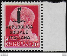 1944 Repubblica Sociale 20c. Giulio Cesare MNH Sassone N. 495/A - Autres & Non Classés