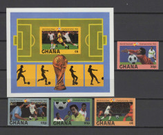 Ghana 1982 Football Soccer World Cup 4 Stamps + S/s Imperf. MNH -scarce- - 1982 – Espagne
