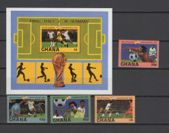 Ghana 1983 Football Soccer World Cup 4 Stamps + S/s With Winners Overprint MNH - 1982 – Espagne