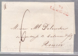 Une Lettre Dite Précurseurs   S.C  Le Havre 6 Aout 1819     Destination Rouen - 1801-1848: Voorlopers XIX