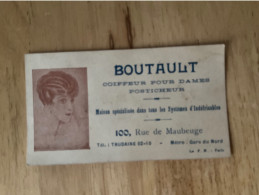 CARTE DE VISITE Coiffeur Pour Dames  Posticheur  BOUTAULT  Paris - Visiting Cards