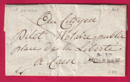 MARQUE REVOLUTIONNAIRE P13P NOIREAU CALVADOS INDICE 26 CONDE SUR NOIREAU POUR CAEN LETTRE - 1801-1848: Vorläufer XIX