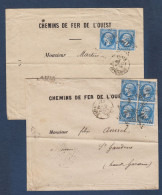 Napoléon N° 22 - 1 Paire Et 1 Bloc  De 4 Sur 2 Enveloppes - 1862 Napoléon III.