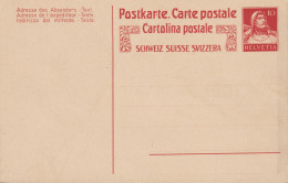 1914 Schweiz Postkarte, Zum: 62 10 Cts Rot Tell Brustbild - Ganzsachen