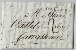 France 1813 Complete Fold Cover Sent From Toulouse To Carcassonne Handwritten Postage Rate "2" - 1801-1848: Voorlopers XIX
