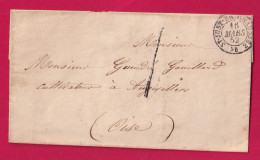 TAXE 1 DE FABRICATION LOCALE CAD TYPE 15 ST JUST EN CHAUSSEE OISE 1852 POUR ANGIVILLERS LETTRE - 1801-1848: Precursors XIX