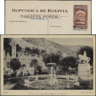 Bolivie 1945. Carte, Entier Postal Officiel. Fontaine Aux Cygnes Et Château La Glorieta à Sucre - Cygnes