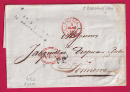 ST PETERSBURG RUSSIE RUSSIA PP NOIR + AED OVALA ENTREE PAR GIVET ARDENNES POUR TONNERRE YONNE 1841 LETTRE - ...-1857 Vorphilatelie