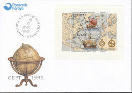 FÄRÖER  Block 5, FDC, Europa: 500. Jahrestag Der Entdeckung Von Amerika, 1992 - Isole Faroer