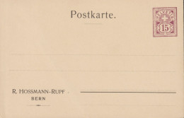 1907 Schweiz Privat-Postkarte, Zum: PrP 5 15 Cts Violett, Ziffermuster, R. Hossmann - Ruf, BERN - Stamped Stationery