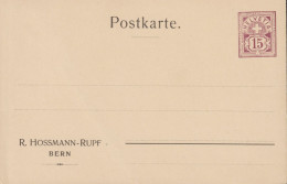 1907 Schweiz Privat-Postkarte, Zum: PrP 5 15 Cts Violett, Ziffermuster, R. Hossmann - Ruf, BERN - Postwaardestukken