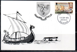 ISOLA DI MAN ISLE OF MAN 1974 FLEET UNDER KING MAGNUS HARALDSON COMMAND AND ARMS 8p MAXI MAXIMUM CARD CARTE - Isle Of Man