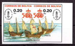 Bolivia 1987, 500th.Anniversary America, Columbus, 1val IMPERFORATED - Bolivië