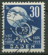 Französische Zone: Baden 1949 75 Jahre Weltpostverein UPU 57 Gestempelt - Baden