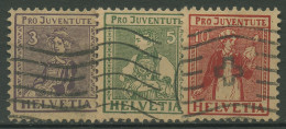 Schweiz 1917 Pro Juventute Trachten (III) 133/35 Wellenstempel - Used Stamps