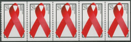 USA 1993 Welt-AIDS-Tag 2426 E/K 5er-Streifen Postfrisch (C62339) - Neufs