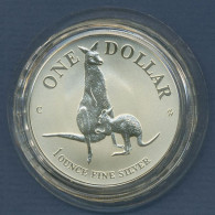 Australien Känguruh 1 Dollar 1996, 1 Unze Feinsilber, St In Kapsel (m6368) - Silver Bullions