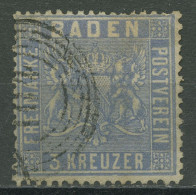 Baden 1860/61 3 Kreuzer Ultramarin 10 B Gestempelt, Mängel - Gebraucht