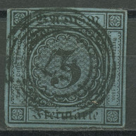 Baden 1858 3 Kreuzer Schwarz Auf Blau 8 Gestempelt, Kleiner Fehler - Usados