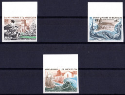 S. Pierre 1974, Island Churches, 3val IMPERFORATED - Peces