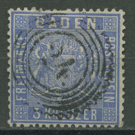 Baden 1860/61 3 Kreuzer Ultramarin 10 B Gestempelt, Zahnfehler - Usati