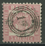 Baden 1862/66 3 Kreuzer Rot 18 Gestempelt - Usados