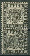 Baden 1862/66 1 Kreuzer Schwarz 17 A Senkrechtes Paar Gestempelt - Used
