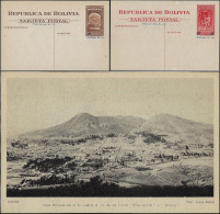 Bolivie 1945. 2 Cartes, Entiers Postaux Officiels. Sucre, Vue Panoramique, Montagnes  Sica-Sica Et Churuquella - Montañas