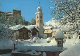 11695468 Sils Maria Graubuenden Dorfpartie Im Winter Mit Kirche Sils/Segl Maria - Autres & Non Classés