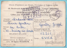  40-45 Kriegsgefangenen Sendung Prisonnier Belge Obl SERAING 4 XII 1940 Vers XVIIA  Stalag Geprüft Contrôle  BELFLAMME  - Guerra '40-'45 (Storia Postale)