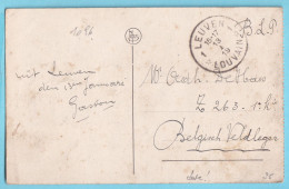 CP LOUVAIN Place Et Rue De La Station Franchise Militaire Obl étoiles Fortune LEUVEN Le 13 I 19 Bonne Date !  - Fortune Cancels (1919)