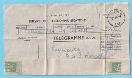 CONGO BELGE Télégramme Envoi Intérieur De Stanleyville  Obl KONGOLO T.S.F. Le 20 VIII 1952  - Telegrammi