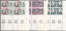 FRANCE ANNEE 1971/1973 LOT DE 3 BLOCS DE 4EX COINS DATES N° 46,47,48 NEUFS** MNH TB COTE 78,00 € - 1970-1979