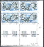 FRANCE ANNEE 1970 PA N° 44  BLOC DE 4 EX COIN DATE NEUFS** MNH  1 9 70 TB COTE 50,00 €  - Airmail