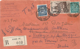 FRANCE ANNEE 1952 REC PARIS TRIBUNAL DE COMMERCE TP N°917 POUR Italie 6 11 1952+ TAXE ITALIE TB - Cartas & Documentos