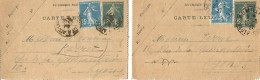 FRANCE ANNEE1907/1939 LOT DE 2 ENTIERS TYPE SEMEUSE CAMEE N° 140 CL1  TB DATE : 450 - Letter Cards