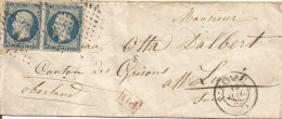 FRANCE ANNEE 1854 N°14 X2 PAIRE DE CAMBRAI POUR LA SUISSE  16 07 55 TB - 1853-1860 Napoléon III.
