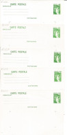 FRANCE ANNEE 1978/1981 LOT DE 5 ENTIERS CP1 N° 1970,1973,2058,2101,2154  NEUFS ** MNH TB COTE 18,00 € - Standard Postcards & Stamped On Demand (before 1995)