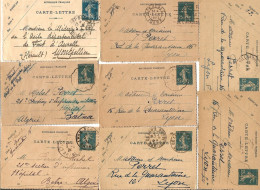 FRANCE ANNEE1907/1939 LOT DE 15 ENTIERS TYPE SEMEUSE CAMEE N° 140 CL2  TB DATE : 020;224;328;329;336;345;348 - Cartes-lettres