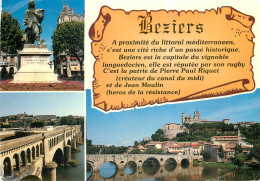 34 Beziers Multivue Statue P.P Riquet Le Pont Canal La Cathédrale Saint Nazaire Et L'orb  N° 32 \MM5020 - Beziers