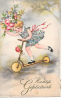 Illustrator - Hannes Petersen - Girl On Scooter, Mädchen Auf Roller, Fille En Scooter, Ragazza, Fleurs, Flowers - Petersen, Hannes